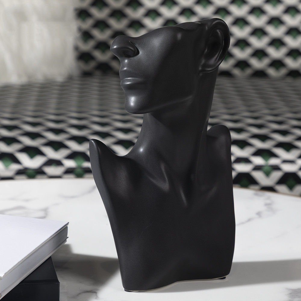 Black Lady's Head Figurine Sculpture Art Home Accessories - Minihomy