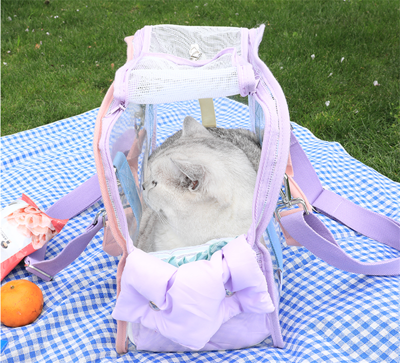 Macaron Transparent Cat Bag Diagonally Across The Cat Beach Bag - Minihomy