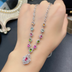 Natural Brazil Candy Rainbow Color Tourmaline Necklace Women - Minihomy