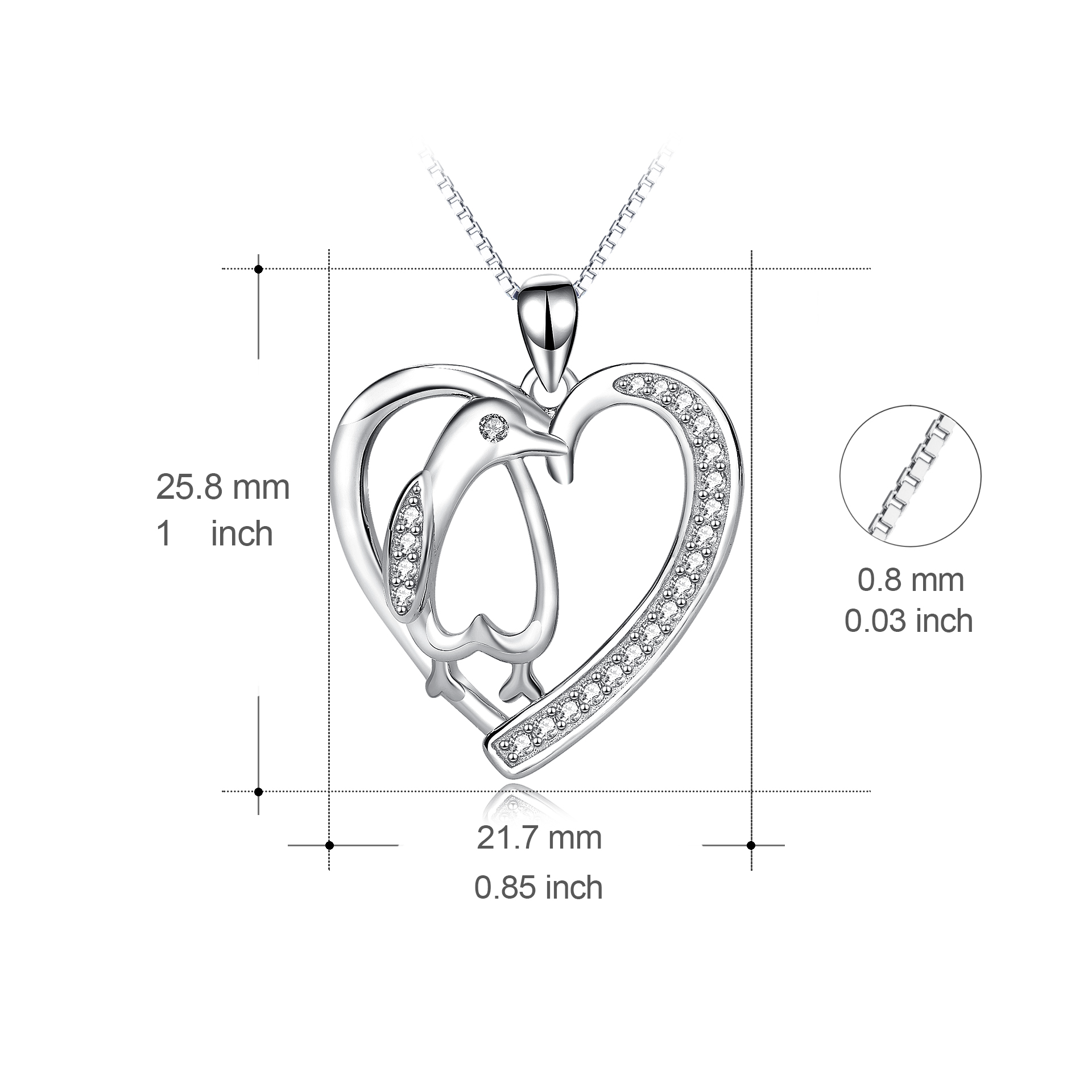 Penguin Necklace Sterling Silver Cubic Zirconia Heart Shape Penguin Gifts for Women Girls - Minihomy