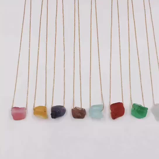 Natural Crystal Stone Pendant Necklace Irregular - Minihomy