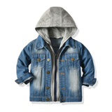 Children's Fake Two-piece Denim Jacket Children's Hooded Casual Top - Minihomy