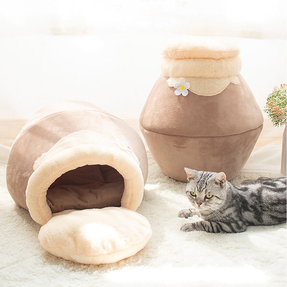 3-in-1 Cat And Dog Pet House Basin-shaped Cave Soft Bed - Minihomy