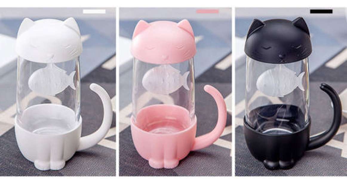 Cute Office Cat Tea Separate Water Cup - Minihomy