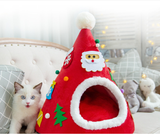 Autumn And Winter Warm Cat Nest Christmas Hat Shape Sponge - Minihomy