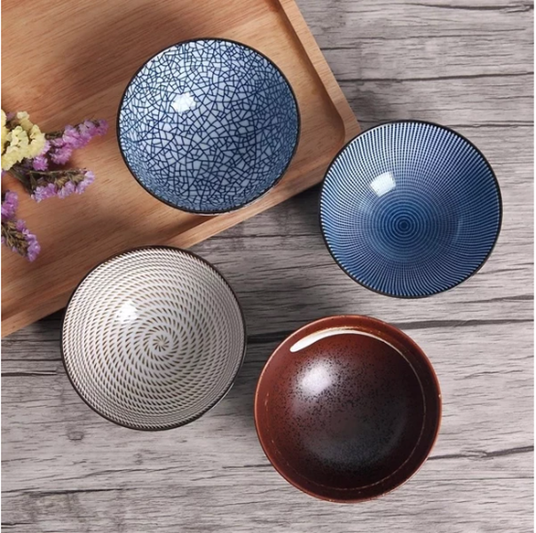 Japanese Inspired Porcelain Bowls (4-Set) - Minihomy