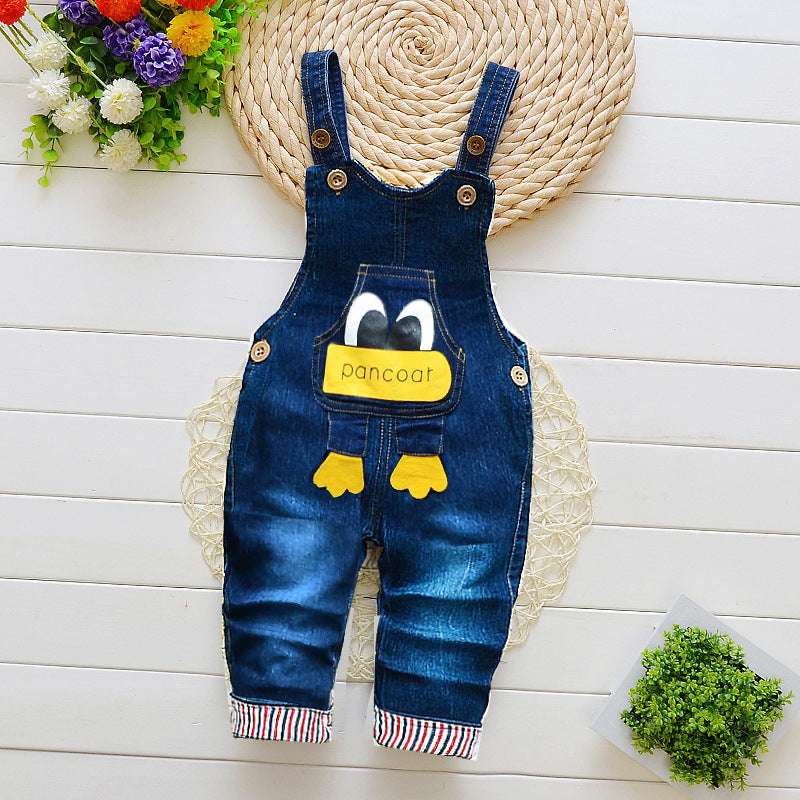 Infant Jeans Little Kids Cartoon Cute Suspenders Toldder Causal Trousers - Minihomy