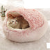 Pet Bed Round Plush Warm Bed House Soft Long Plush Bed  2 In 1 Bed - Minihomy