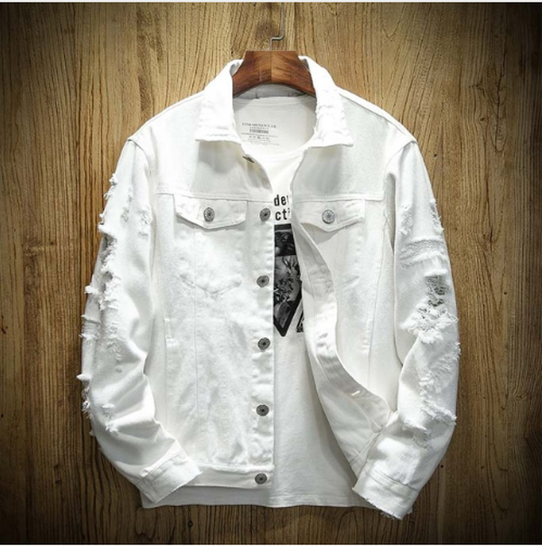 Men's hole loose denim cotton jacket - Minihomy