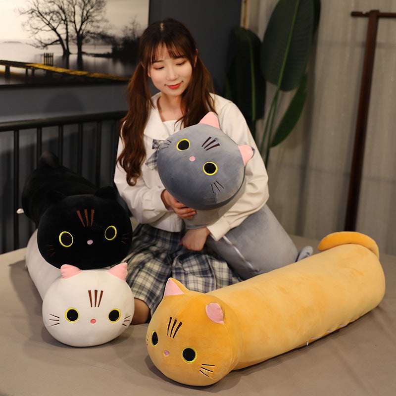 Large Size Cartoon Cat Plush Toys Stuffed Cloth Doll Long Animal Pillow Cushion - Minihomy