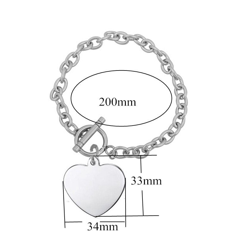 Photo Name Engraved Heart Charm Bracelet For Female Mama Grandma - Minihomy