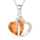 Korean Style Peach Heart Shaped Zircon Crystal Necklace - Minihomy