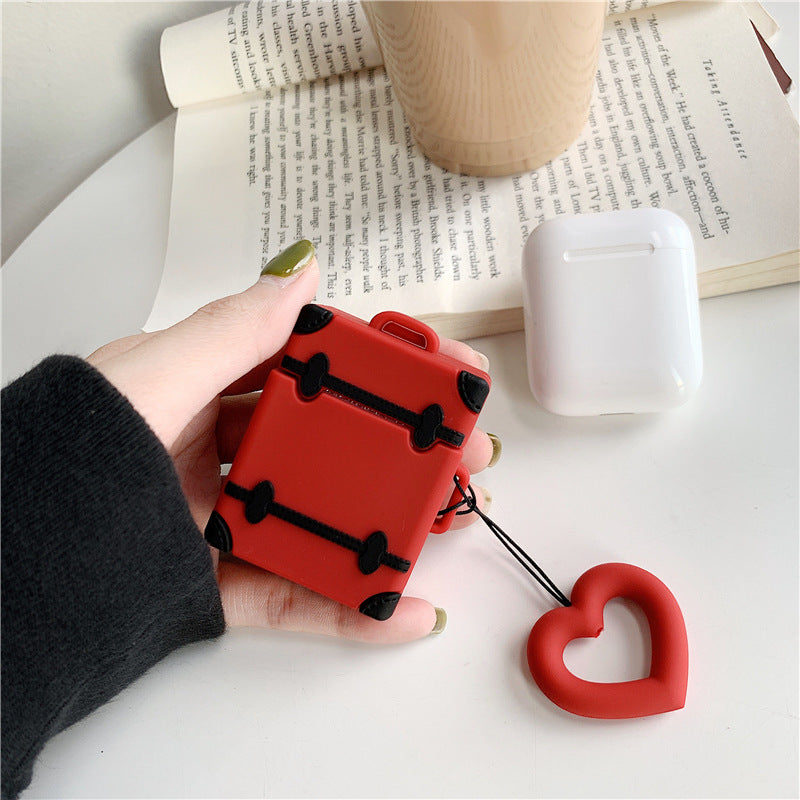 Liquid Silicone Airpods Protective Case Suitcase Cute - Minihomy