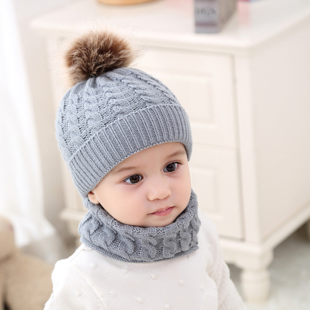 Baby Warm Woolen Cap Toddler Hat Baby Girls Boys Winter Warm Knitted Wool - Minihomy