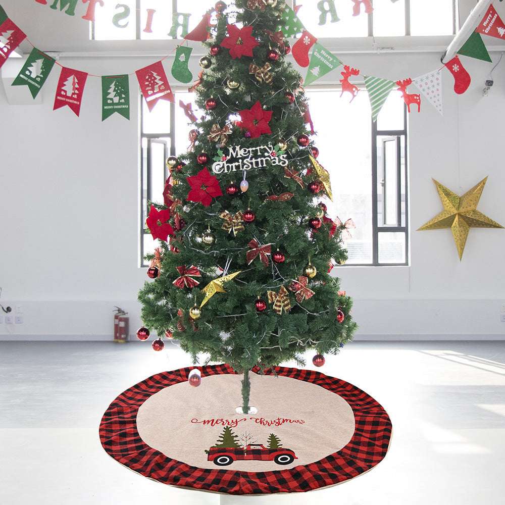 Linen Tree Skirt Car Christmas Tree - Minihomy