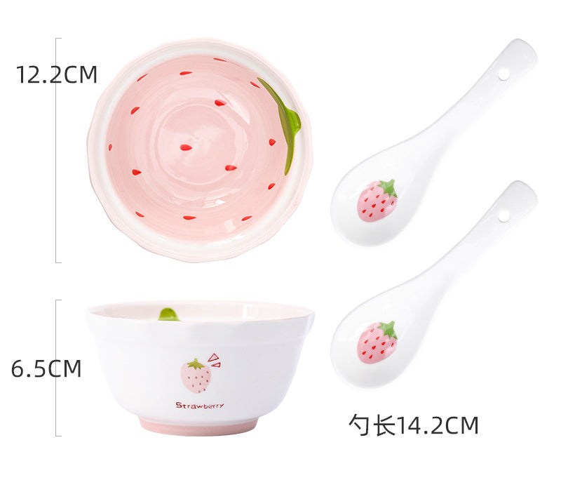 Cute Girl Strawberry Series Tableware Cartoon Dishes - Minihomy