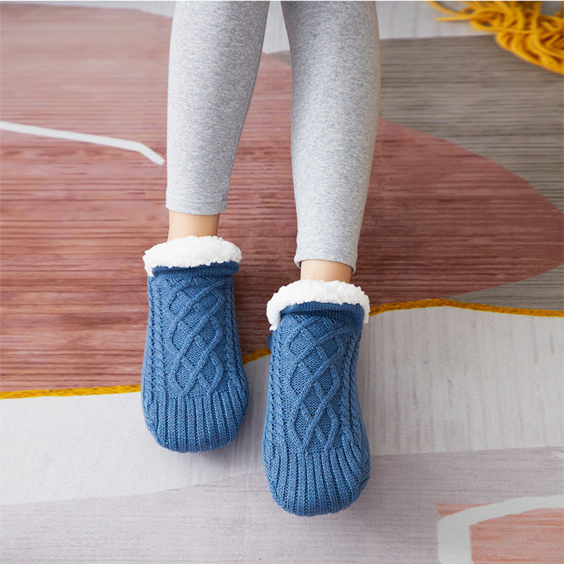 Winter Woolen Socks Women Thicken Warm Home Bedroom Socks Slippers Men Non-slip Foot Warmer Snow Socks