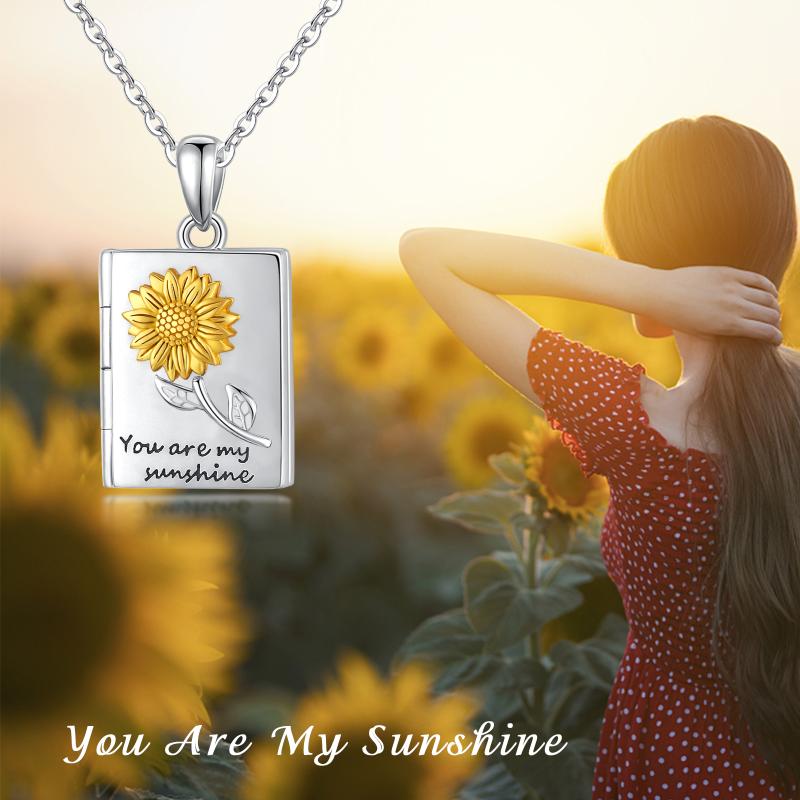 Sunflower Locket Necklace That Hold Pictures, You are My Sunshine Necklace