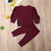 Baby Boys Girls Ruffles Jumper Solid Long Sleeve Sweatshirt Tops Pants - Minihomy