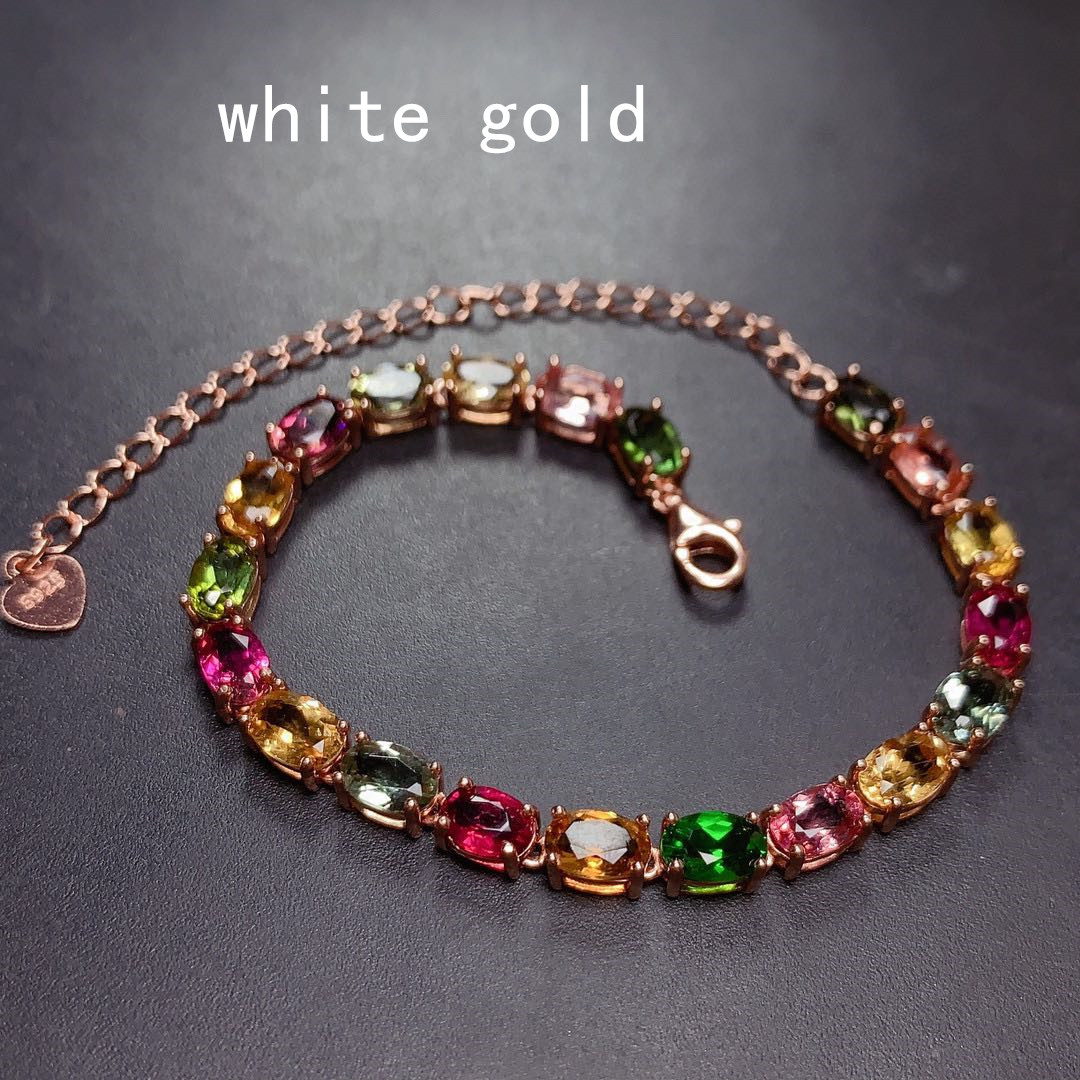 Natural Candy Color Tourmaline Bracelet Female Crystals - Minihomy