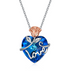 Rose Necklace for Women Anniversary Jewelry Gifts for Her Sapphire Blue Heart Pendant for Birthday