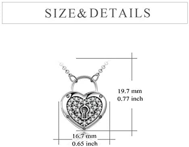 Locket Necklace 925 Sterling Silver Heart Lock and Key Jewelry that Holds Pictures - Minihomy