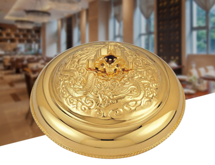 Round Dragon And Phoenix Cover With Stainless Steel Gold Plating