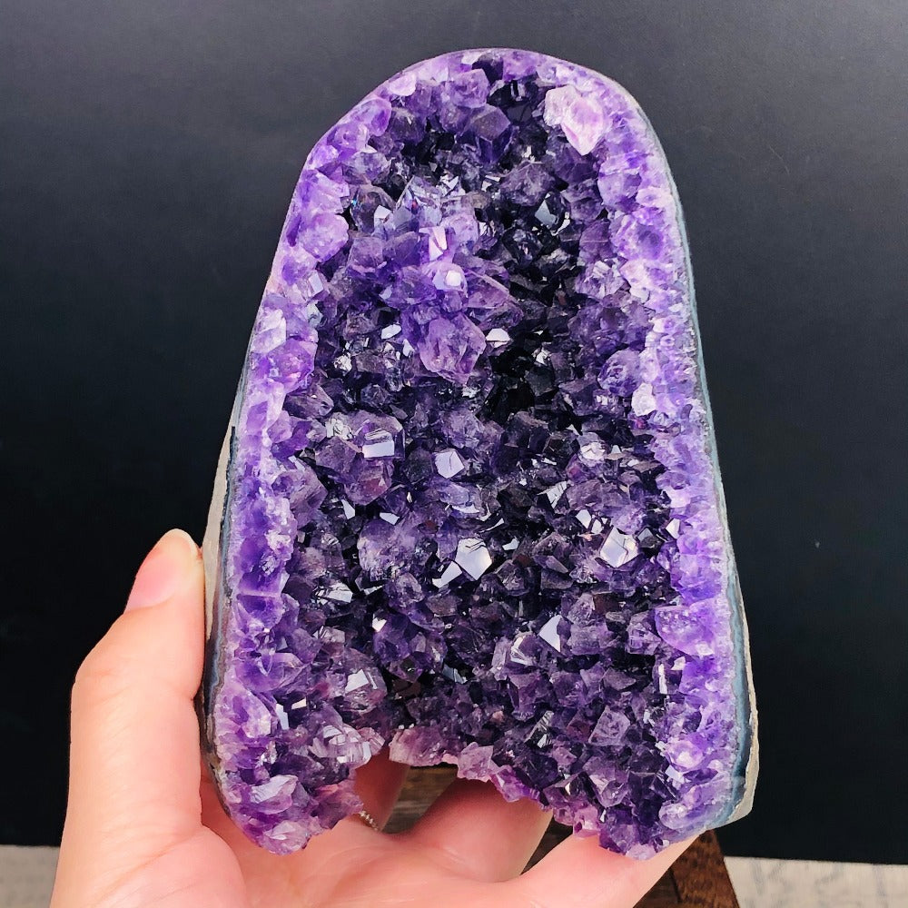 Natural Ametista Amethyst Geode Quartz Cluster Crystal Specimen Energy Healing Thunder Egg - Minihomy