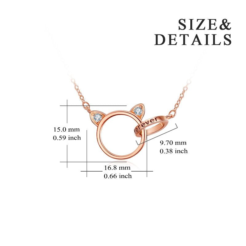 S925 Sterling Silver Cat Necklaces Rose Gold Animal Pendant Choker Jewelry Engraved I love you forever