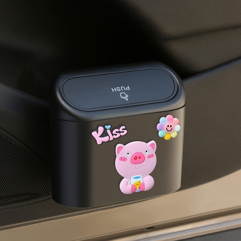 Car Trash Can Door Hanging Storage Bin Cartoon - Minihomy