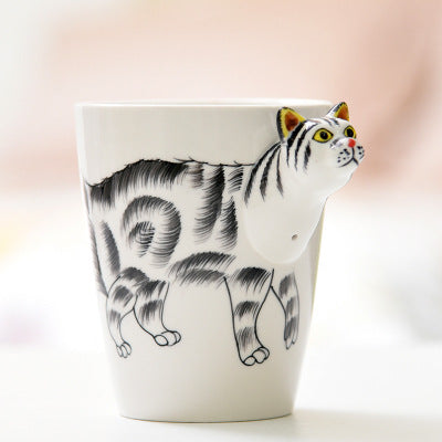 Festival gift Ceramic coffee milk tea mug 3D animal shape Hand painted Cow cup - Minihomy