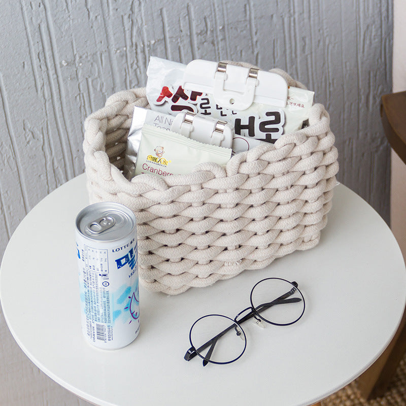 Nordic Wind Hand-woven Thick Cotton Rope Storage Basket - Minihomy