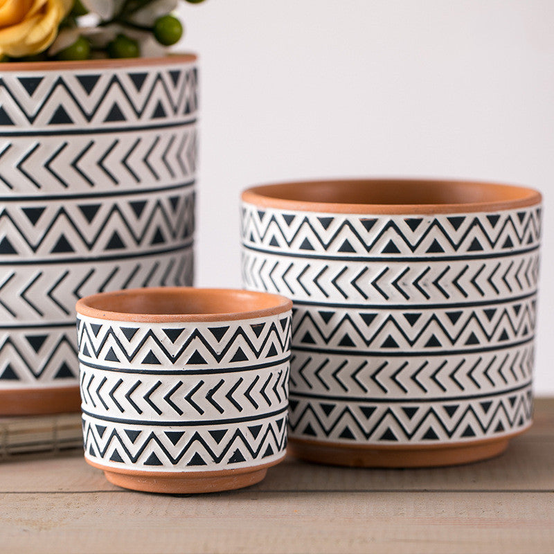 Ceramic  Flower Pots Nordic Style Geometric Flower Pots - Minihomy