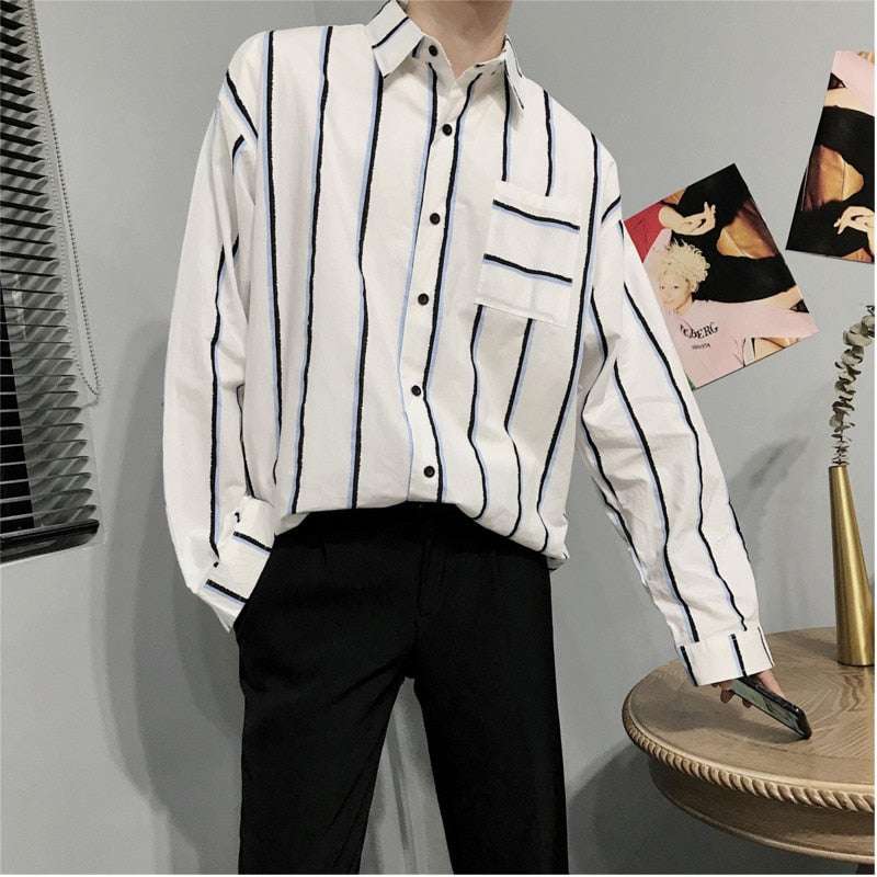 Loose striped shirt men - Minihomy