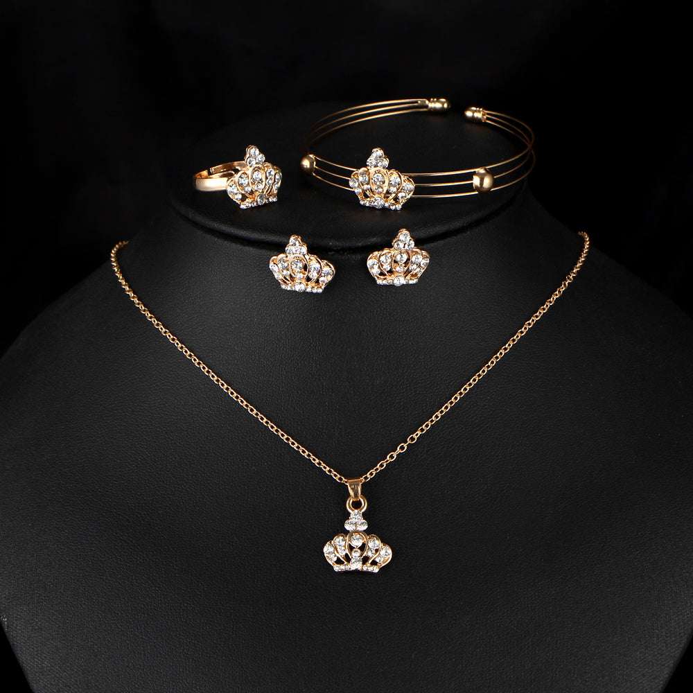 Luxury Jewelry Set European and American style fine crown jewelry set of four - Minihomy