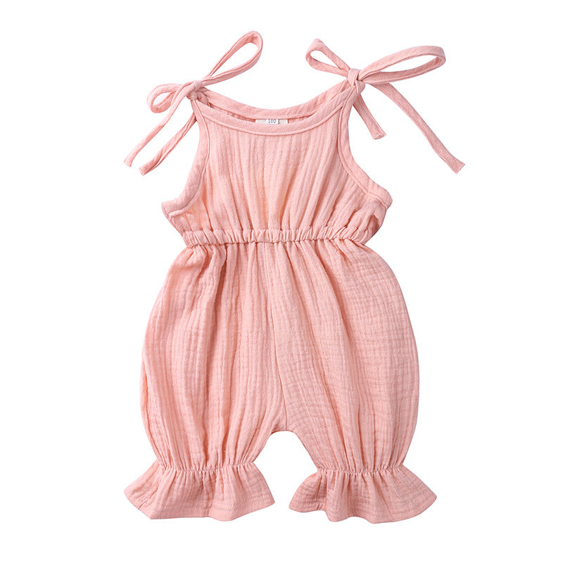 Newborn Toddler Baby Girls Sleeveless Solid Romper Jumpsuit Outfit - Minihomy