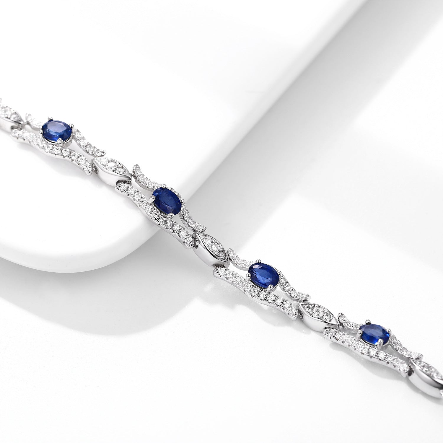 Natural Sapphire Bracelet Women's S925 Silver Set Gem Jewelry - Minihomy