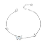 Butterfly Bracelet  Sterling Silver Created Opal for Women Girl - Minihomy