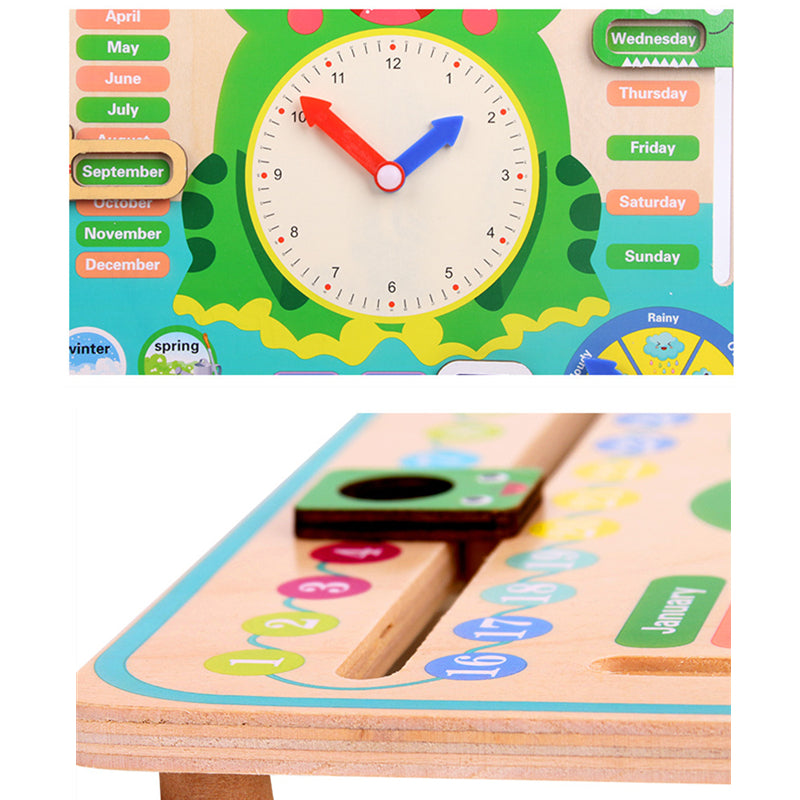 Montessori Wooden Toys Baby Weather Season Calendar Clock Time CognitionToys For Children - Minihomy