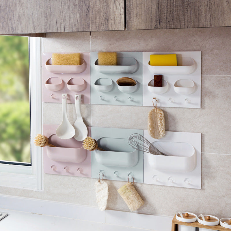 Kitchenware with no scratch and stickup hook on the shelf of the plastic wall of the bathroom wall - Minihomy