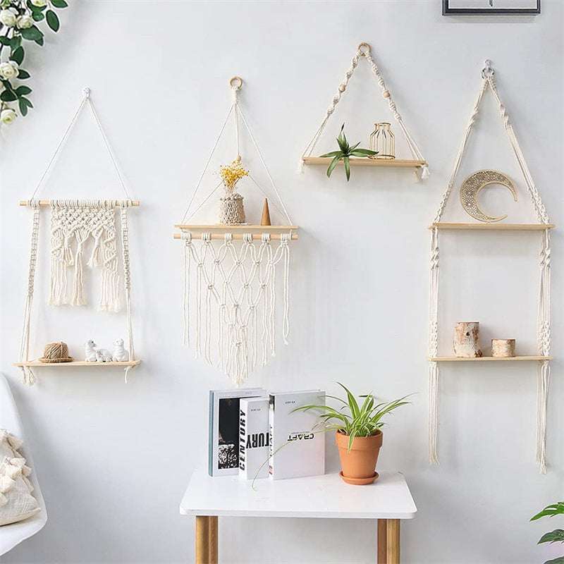 Handmade Macrame Shelf For Hanging Plants And  Wall Decor - Minihomy