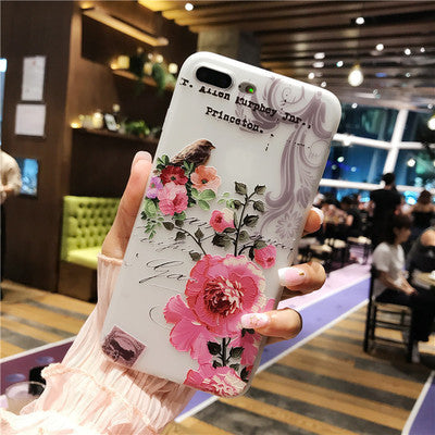 Embossed Flower Phone Case Cover - Minihomy