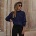 Autumn Round Neck Bright Silk Sweater with Long Sleeves - Minihomy