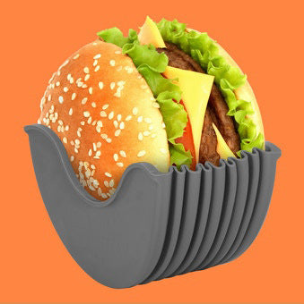 Silicone Burger Holders Reusable Sandwiches Holder Box Beef Press Patty Mold Hamburger Bun Shell Kitchen Tool BPA-Free Dishwash