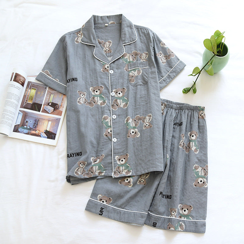 Couple Short-sleeved Shorts Cartoon Thin Spring And Autumn Home Service Suit - Minihomy