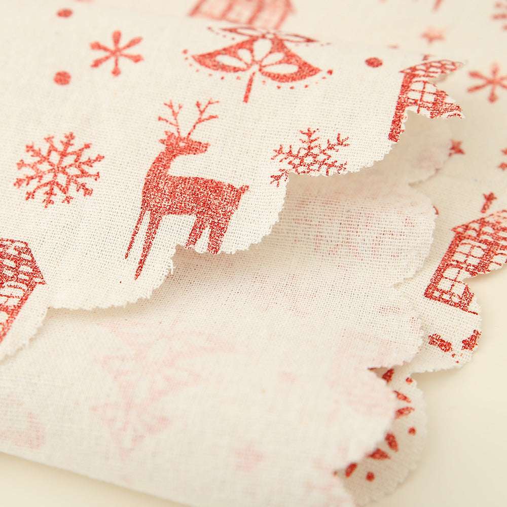 Christmas decorative linen print snowflake with tassel table mat - Minihomy