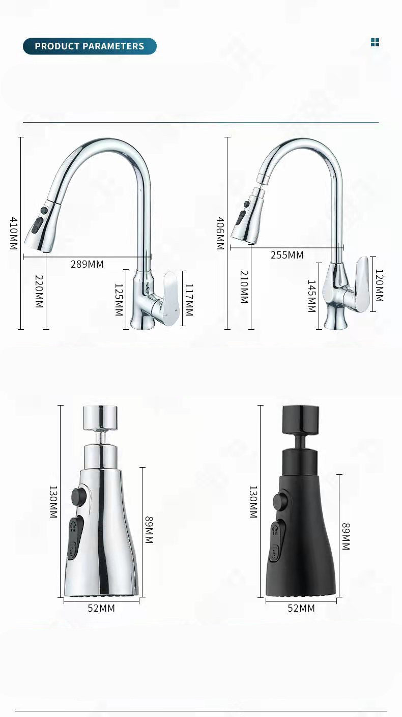 Universal Pressurized Faucet Sprayer Anti-splash 360 Degree Rotating Water Tap Three Stall Water Saving Faucet Nozzle Adapter - Minihomy