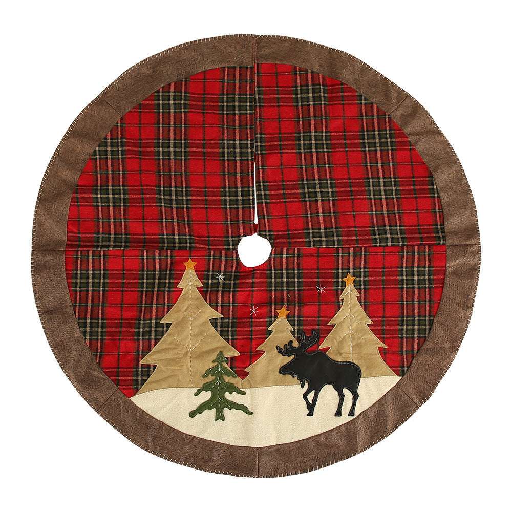 Checkered Cloth Patch Tree Skirt Christmas Tree Cushion Small Tree Ornament Apron - Minihomy