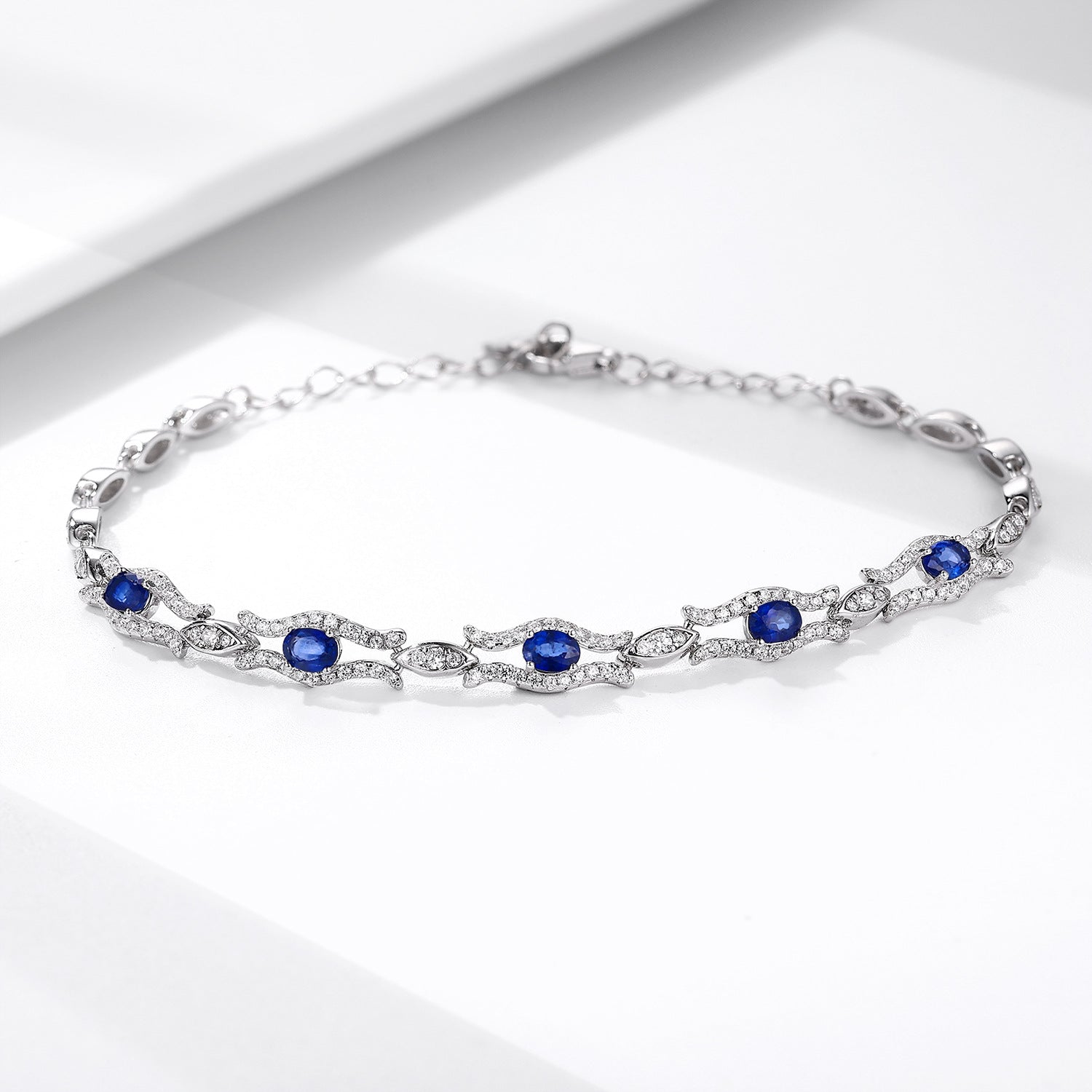 Natural Sapphire Bracelet Women's S925 Silver Set Gem Jewelry - Minihomy