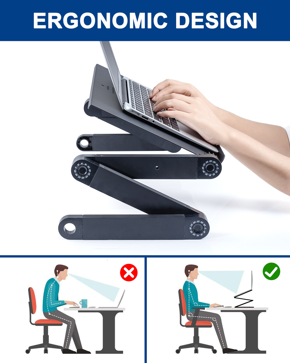 Foldable Table Workstation Notebook RiserErgonomic Computer Tray Reading Holder Bed Tray Standing Desk - Minihomy